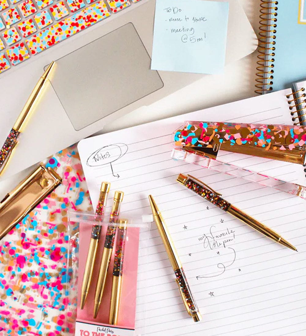Gold Confetti-Filled Ballpoint Pen (Set of 3)