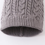 Grey cable knit pom pom beanie hat baby toddler adult