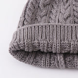 Grey cable knit pom pom beanie hat baby toddler adult