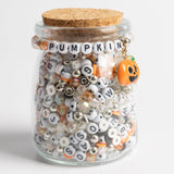 Jack-O-Lantern Halloween Pumpkin Charm Silver Round Beads DIY Jar