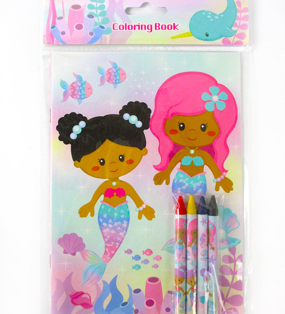Rainbow Mermaid Coloring Books with Crayons