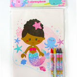 Rainbow Mermaid Coloring Books with Crayons – Set of 6 or 12