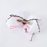 Western Horse Embroidery Ruffle Edge Girls Hairpin 4 Inch