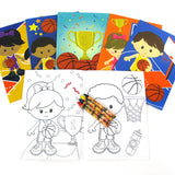 Basketball Coloring Books with Crayons – Set of 6 or 12