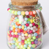 Shine Multicolor Letter Beads and Flower Charm DIY Beaded Bracelet Jar