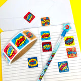 Superhero Stickers 100 Stickers/Dispenser, Pack of 1, 6 or 12 Dispensers