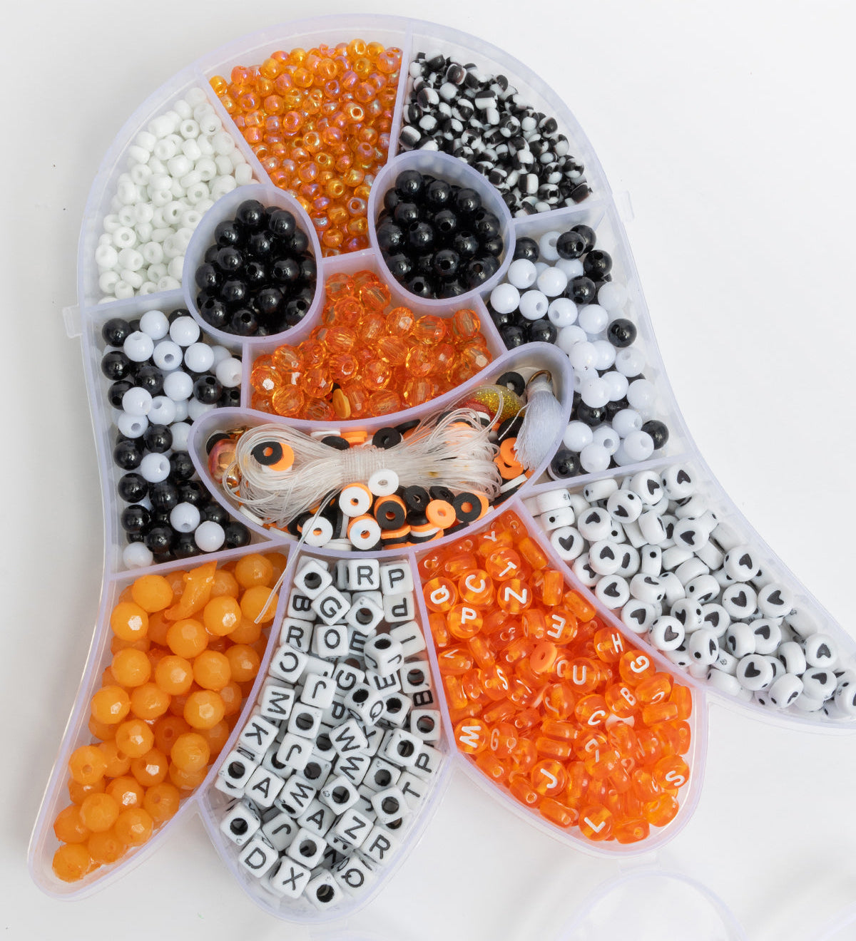 Halloween Ghost Orange and Black Letter DIY Bead Box