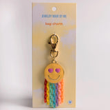 Happy Face Charm Clip with Rainbow Chain Fringe
