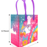 Rainbow Unicorn Bows Emoji Party Favor Bags Treat Bags - Set of 6 or 12