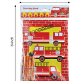 Fire Trucks Coloring Books with Crayons – Set of 6 or 12