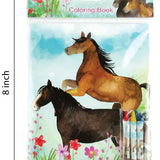 Horses Coloring Books with Crayons  – Set of 6 or 12