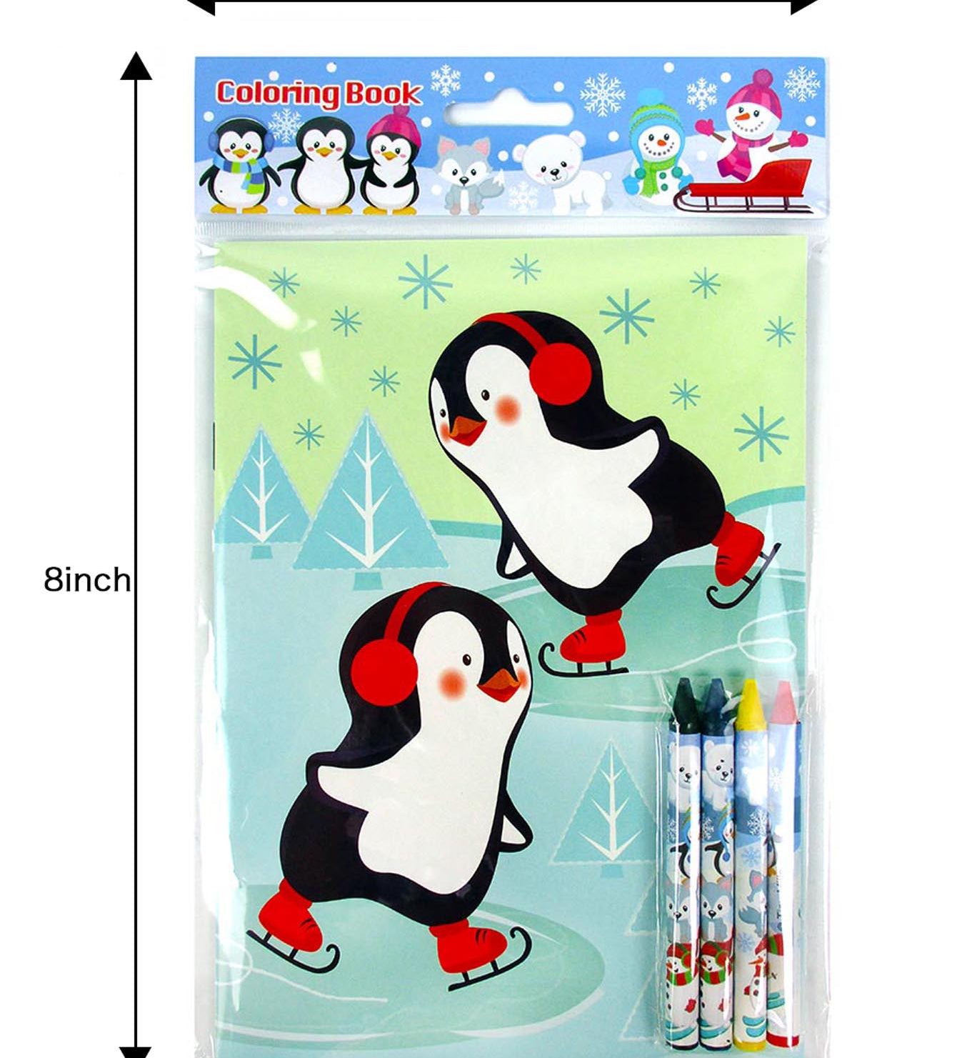 Winter Penguin Coloring Books with Crayons