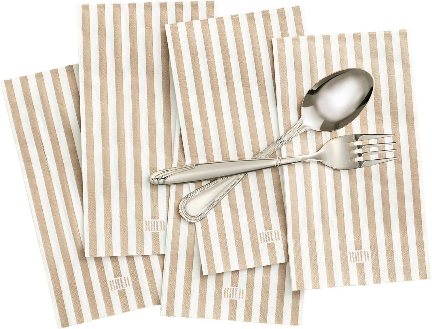 Tonal Striped Disposable Napkin Set in Smoke, 50 Pieces