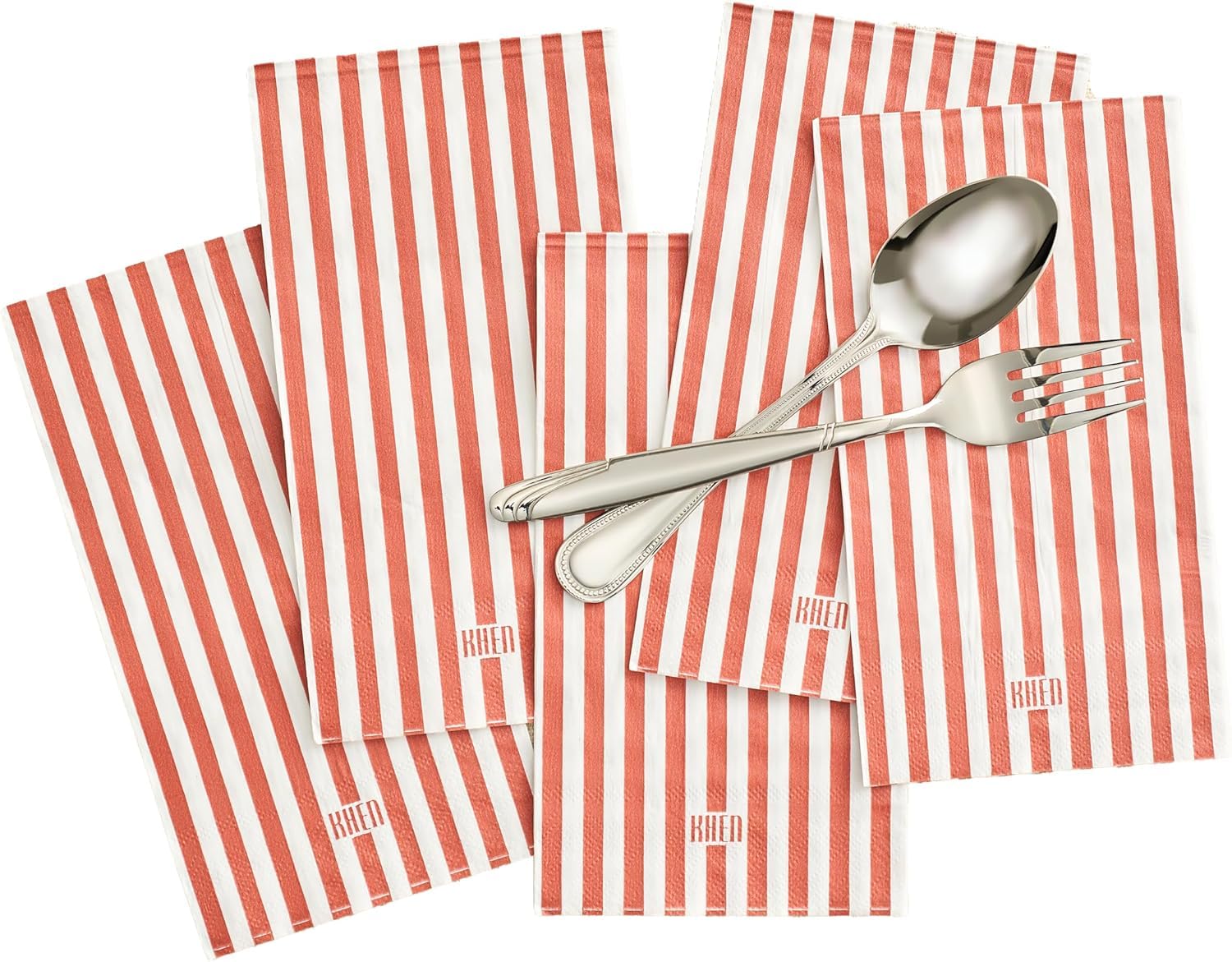Tonal Striped Disposable Napkin Set in Stripe Red, 50 Pieces