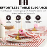 Tonal Striped Disposable Napkin/Placemat Set in Stripe Red, 50 Pieces