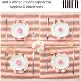 Tonal Striped Disposable Napkin/Placemat Set in Stripe Red, 50 Pieces