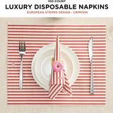 Tonal Striped Disposable Napkin/Placemat Set in Stripe Red, 50 Pieces