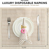 Tonal Striped Disposable Napkin/Placemat Set in Smoke, 50 Pieces