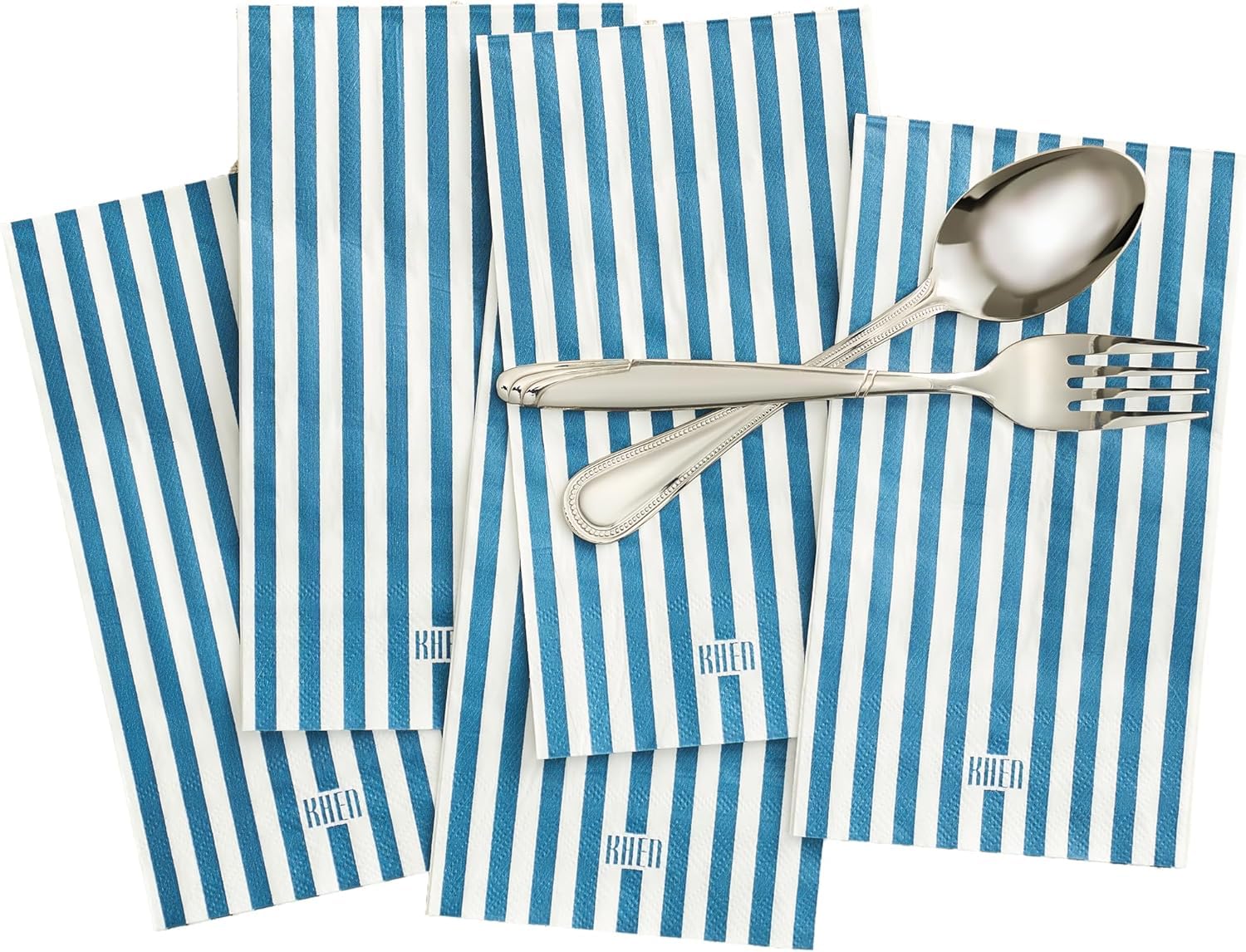 Tonal Striped Disposable Napkin Blue Set of 50 Pieces