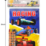 Race Car Coloring Books with Crayons – Set of 6 or 12