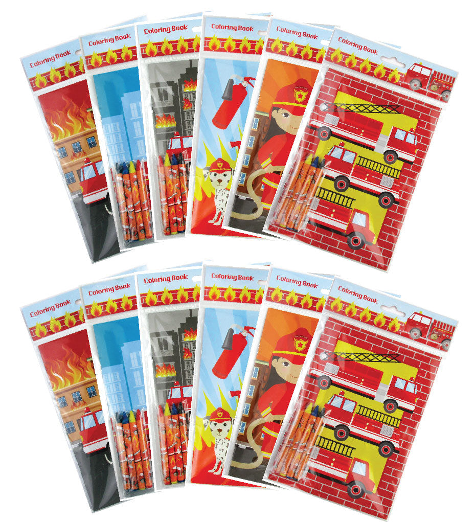 Fire Trucks Coloring Books with Crayons