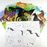 Horses Coloring Books with Crayons  – Set of 6 or 12