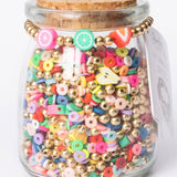 Polymer Fruit and Heishi Multicolor Metallic DIY Bead Jar