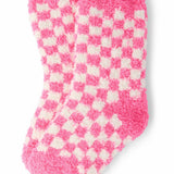 Bright Pink Checker Cozy Socks