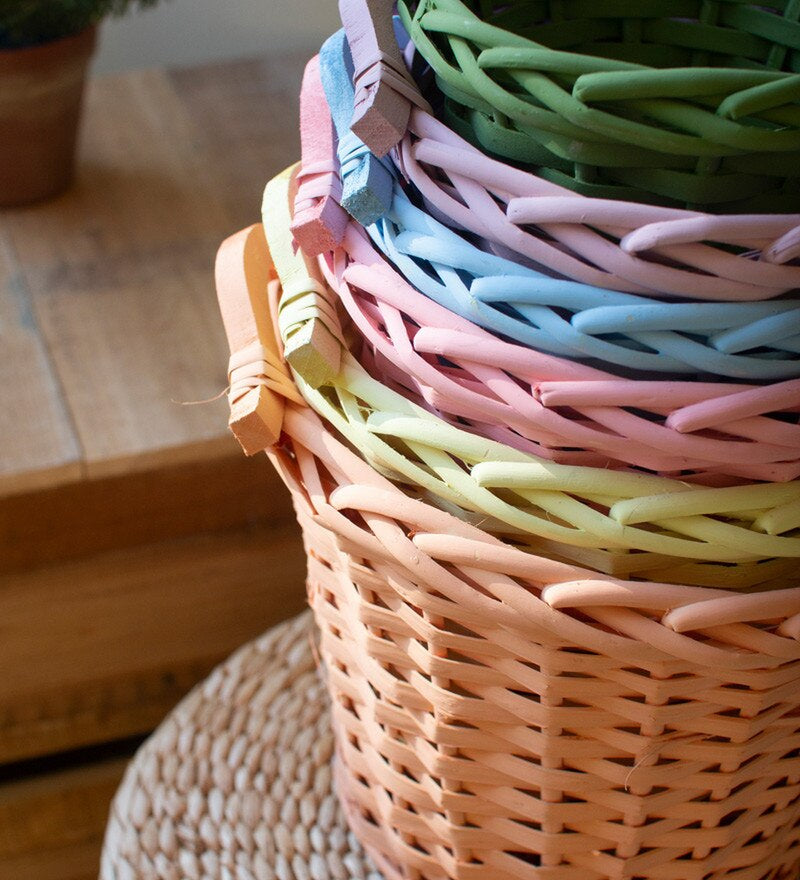 Pastel Easter Willow Basket with Handles