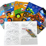 Monster Truck Coloring Books with Crayons – Set of 6 or 12