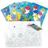 Shark Family Coloring Books with Crayons  – Set of 6 or 12