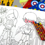 Superhero Coloring Books with Crayons – Set of 6 or 12