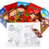 Cowboy & Cowgirl Coloring Books with Crayons – Set of 6 or 12