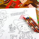 Cowboy & Cowgirl Coloring Books with Crayons – Set of 6 or 12
