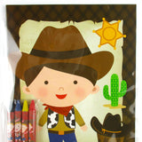 Cowboy & Cowgirl Coloring Books with Crayons – Set of 6 or 12