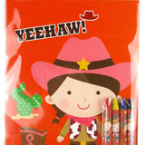 Cowboy & Cowgirl Coloring Books with Crayons – Set of 6 or 12