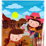 Cowboy & Cowgirl Coloring Books with Crayons – Set of 6 or 12