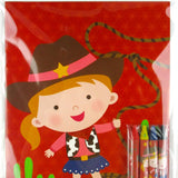Cowboy & Cowgirl Coloring Books with Crayons – Set of 6 or 12