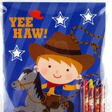 Cowboy & Cowgirl Coloring Books with Crayons – Set of 6 or 12