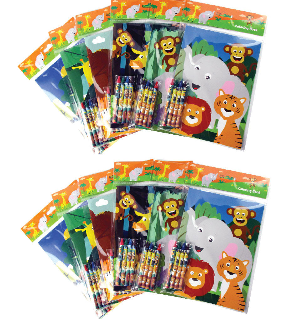 Safari Animals Coloring Books with Crayons