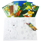 Safari Animals Coloring Books with Crayons – Set of 6 or 12