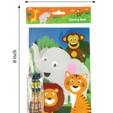 Safari Animals Coloring Books with Crayons – Set of 6 or 12