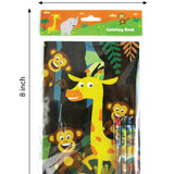 Safari Animals Coloring Books with Crayons – Set of 6 or 12