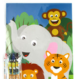 Safari Animals Coloring Books with Crayons – Set of 6 or 12