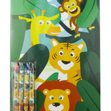 Safari Animals Coloring Books with Crayons – Set of 6 or 12