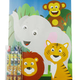 Safari Animals Coloring Books with Crayons – Set of 6 or 12