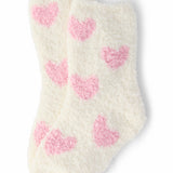 Coconut/Light Pink Heart Cozy Socks