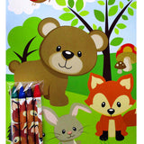 Woodland Animals Coloring Books with Crayons – Set of 6 or 12