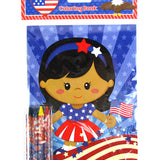 Patriotic 4th of July Coloring Books with Crayons – Set of 6 or 12