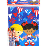 Patriotic 4th of July Coloring Books with Crayons – Set of 6 or 12